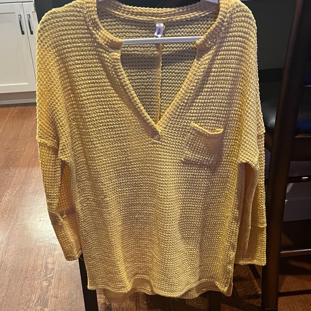 Women's Yellow V-Neck Sweater